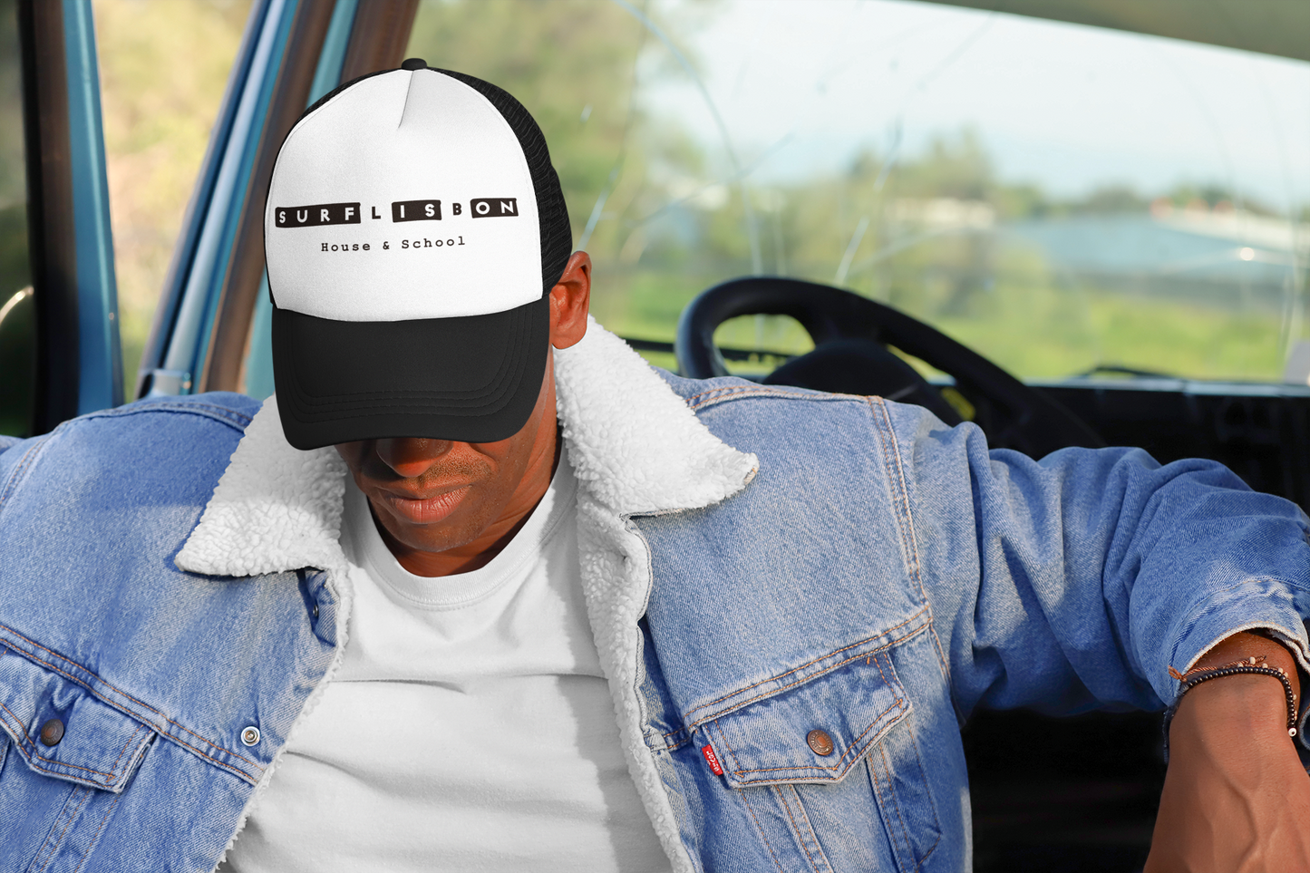 Black and online white cap